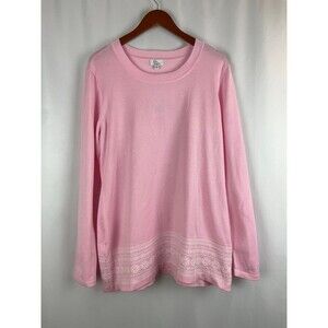 NWT Kim Rogers Women's XL Sweater Pink Crew Neck Coquette Pattern Feminine Flowy